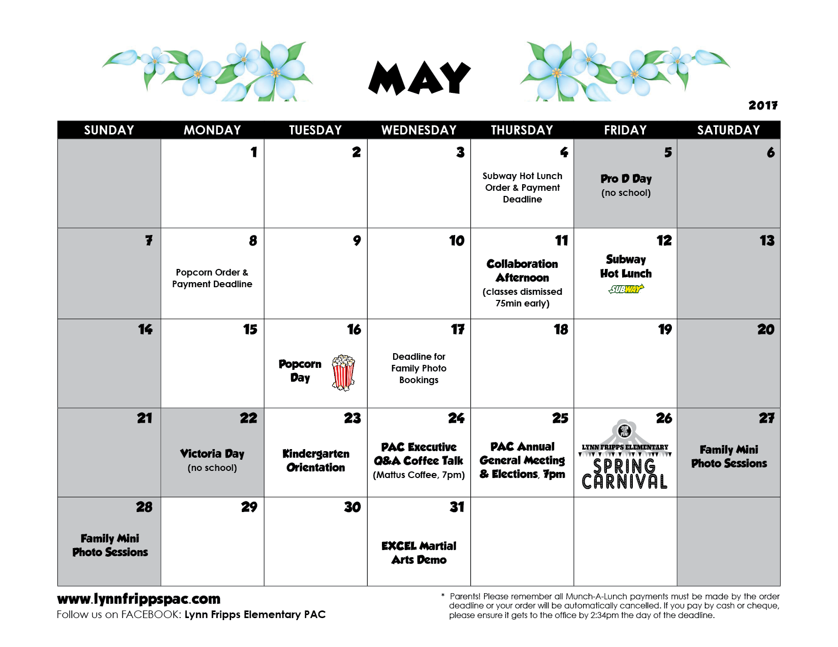 May 2017 PAC Calendar Lynn Fripps PAC